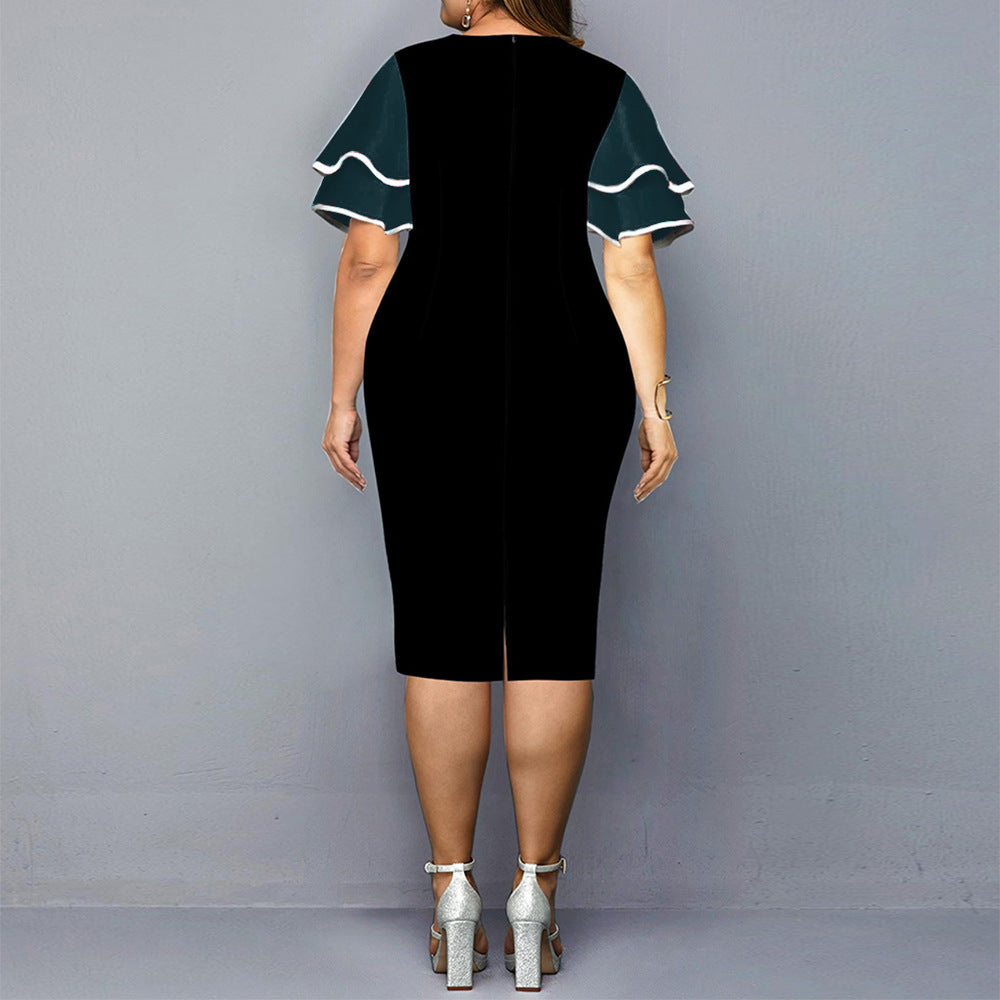 LADIES PLUS SIZE DRESS RED / PURPLE / DARK GREEN / BLUE / WINE RED (SIZE XL - 5XL)