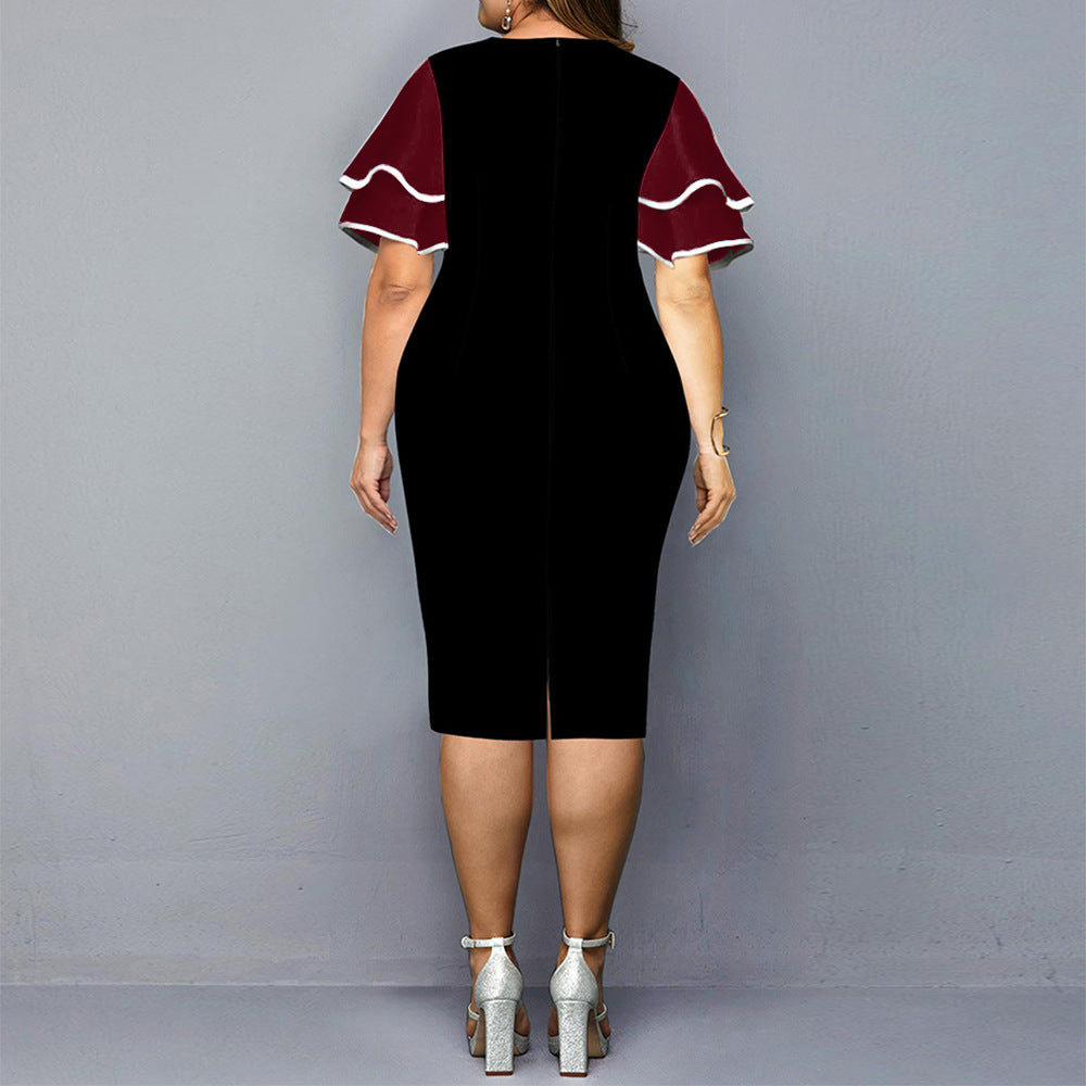 LADIES PLUS SIZE DRESS RED / PURPLE / DARK GREEN / BLUE / WINE RED (SIZE XL - 5XL)