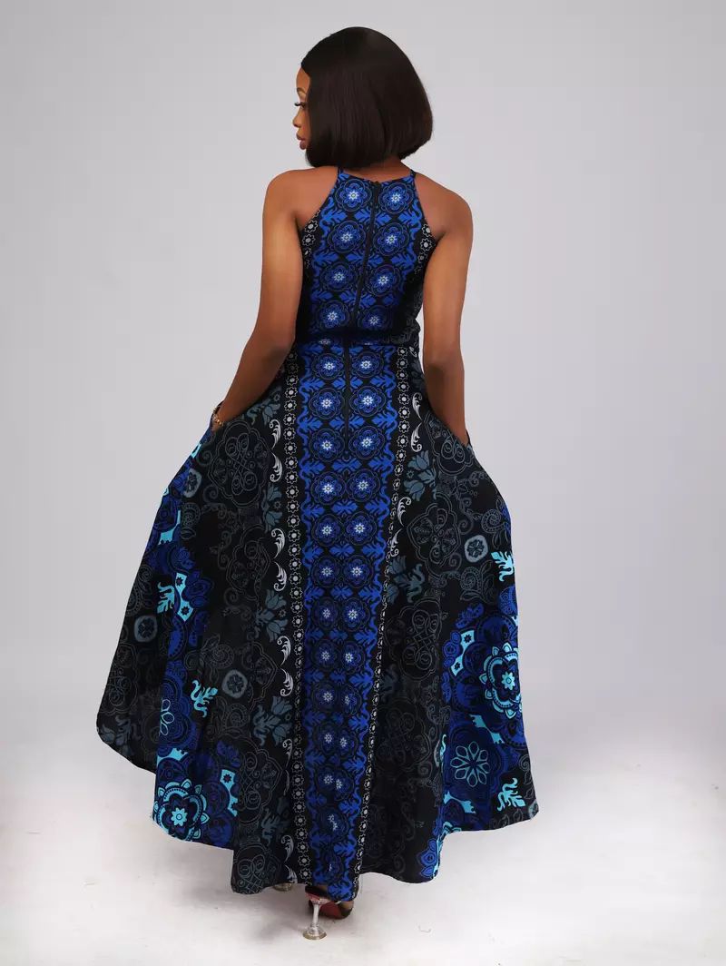 LADIES PLUS SIZE SLEEVELESS DRESS DARK BLUE (SIZE S - 3XL)