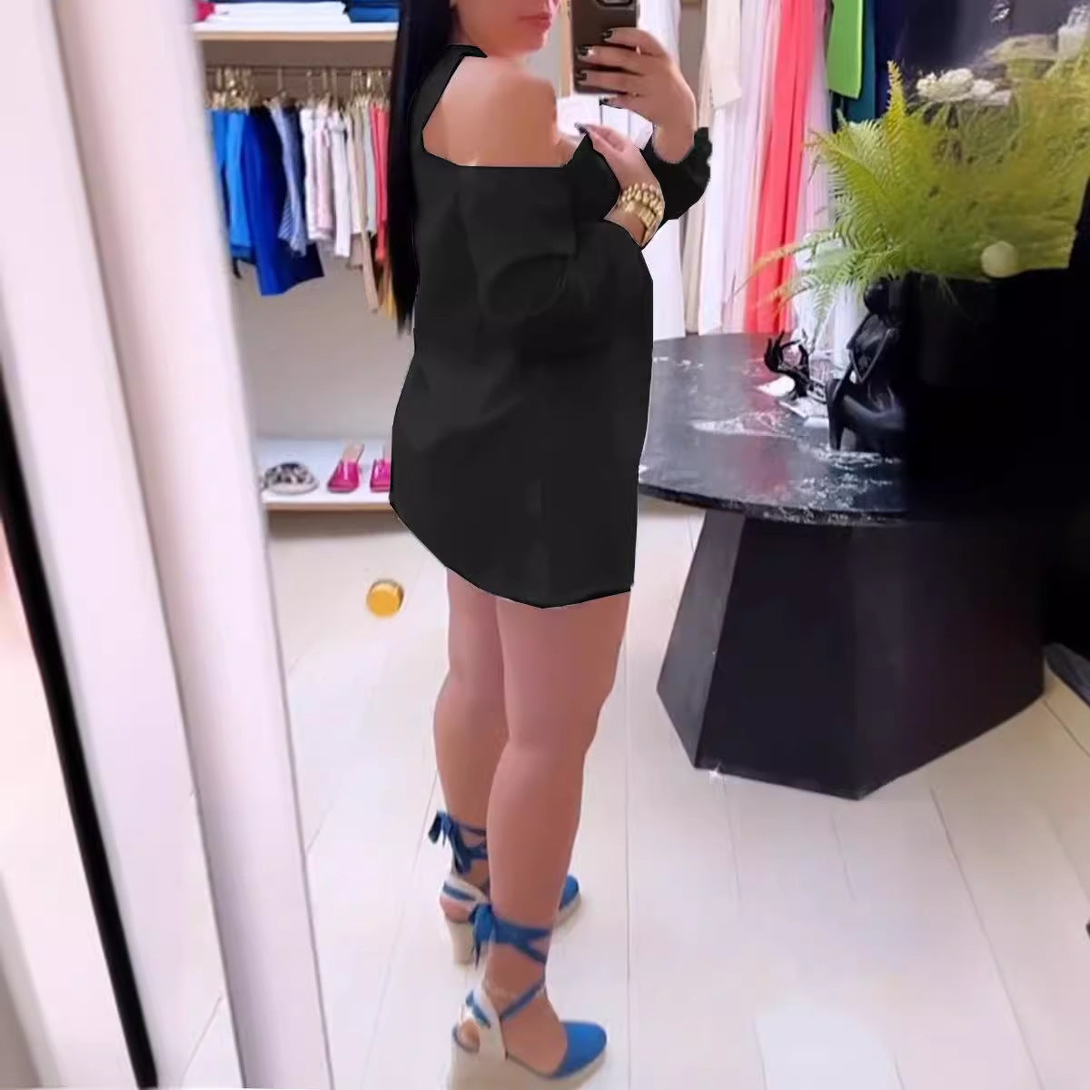 LADIES PLUS SIZE DRESS WHITE / BLACK (SIZE S - 3XL)