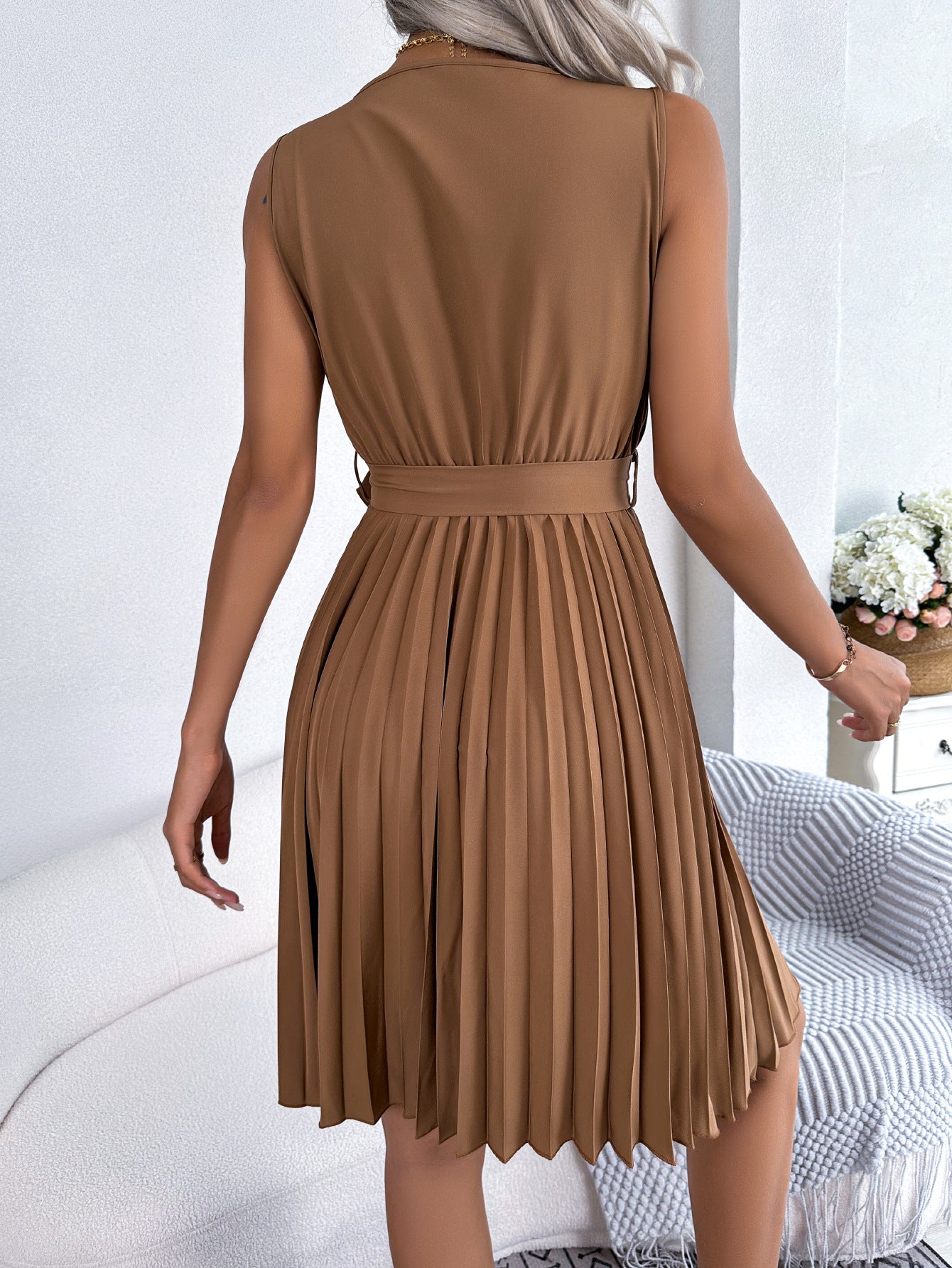 LADIES PLUS SIZE SLEEVELESS DRESS KHAKI / LIGHT BLUE / BLACK (SIZE S - XL)