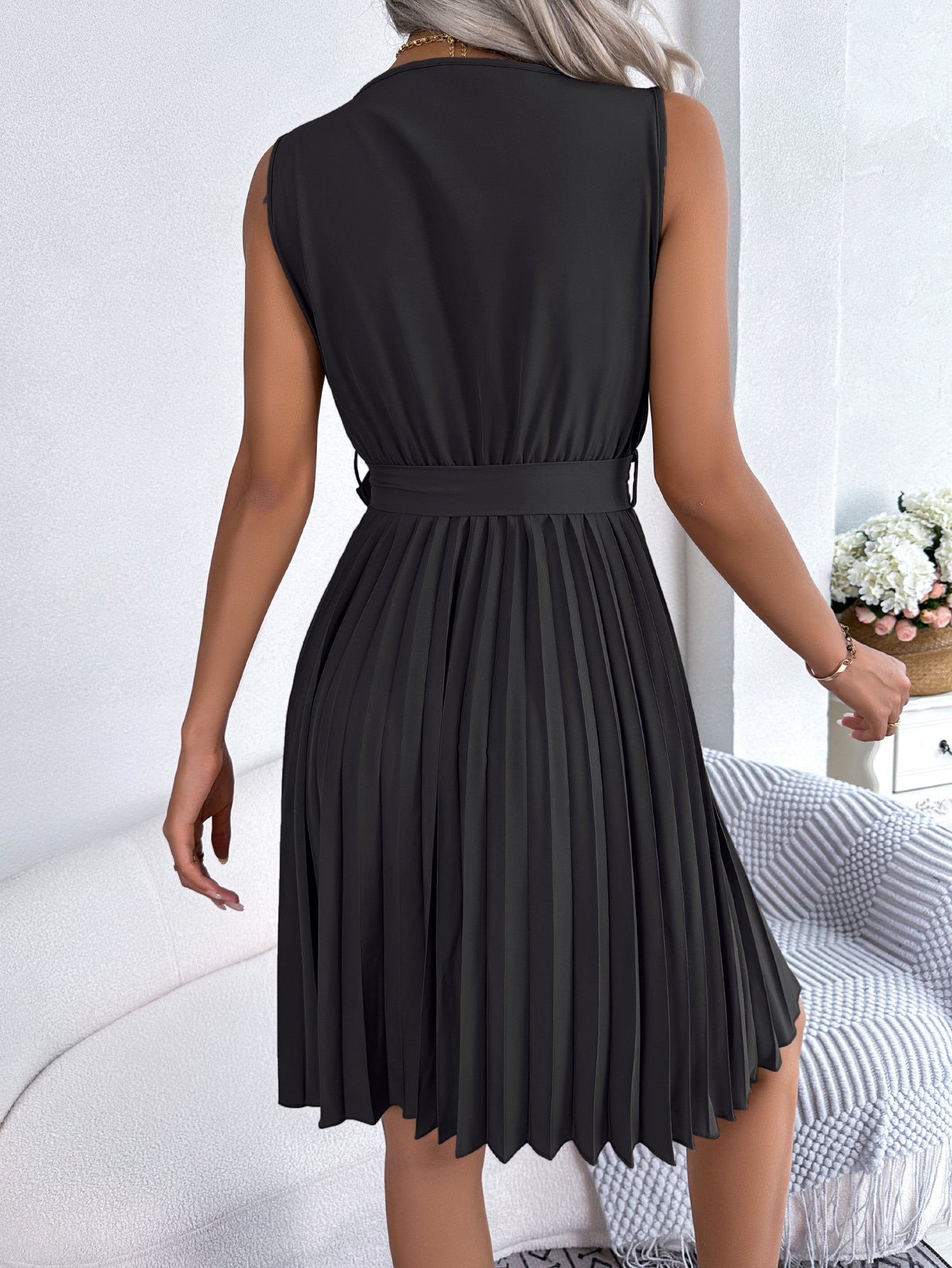 LADIES PLUS SIZE SLEEVELESS DRESS KHAKI / LIGHT BLUE / BLACK (SIZE S - XL)
