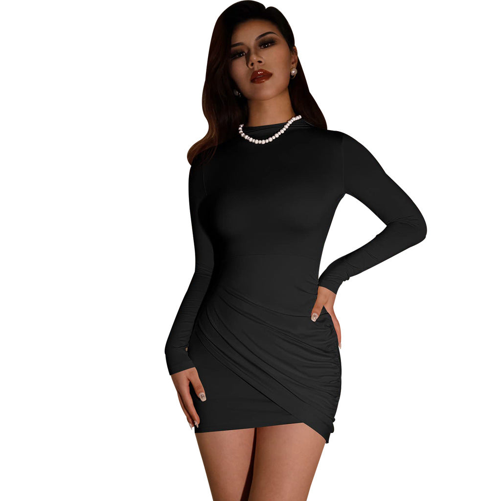 LADIES LONG SLEEVE MINI DRESS RED / GRAY / BLACK / ARMY GREEN / BLUE