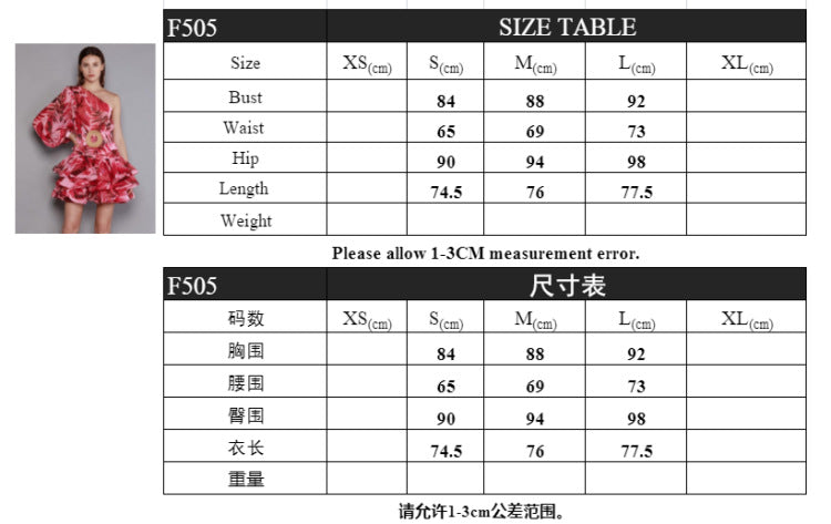 LADIES ONE SLEEVE DRESS (SIZE S - L)