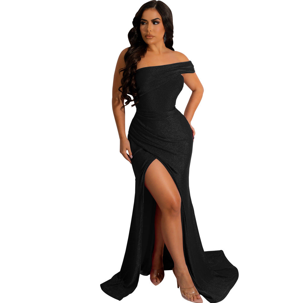 LADIES DRESS WITH SLIT 6 COLOURS (SIZE S - 2XL)