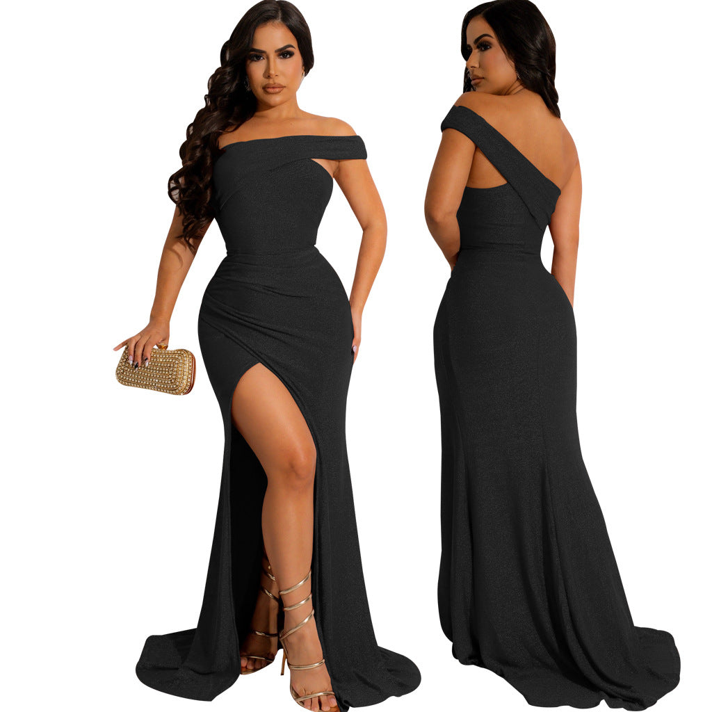 LADIES DRESS WITH SLIT 6 COLOURS (SIZE S - 2XL)