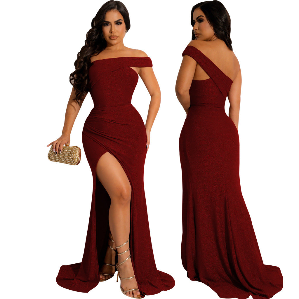 LADIES DRESS WITH SLIT 6 COLOURS (SIZE S - 2XL)