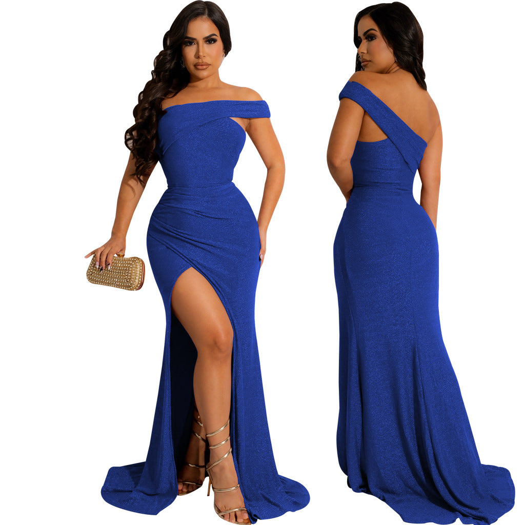 LADIES DRESS WITH SLIT 6 COLOURS (SIZE S - 2XL)