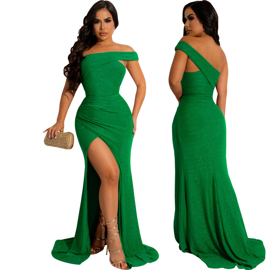 LADIES DRESS WITH SLIT 6 COLOURS (SIZE S - 2XL)
