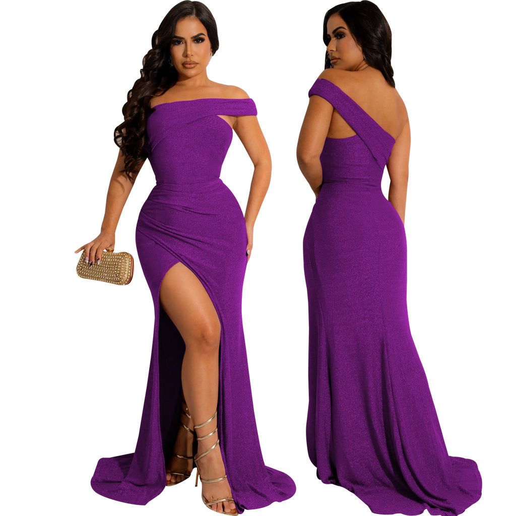 LADIES DRESS WITH SLIT 6 COLOURS (SIZE S - 2XL)