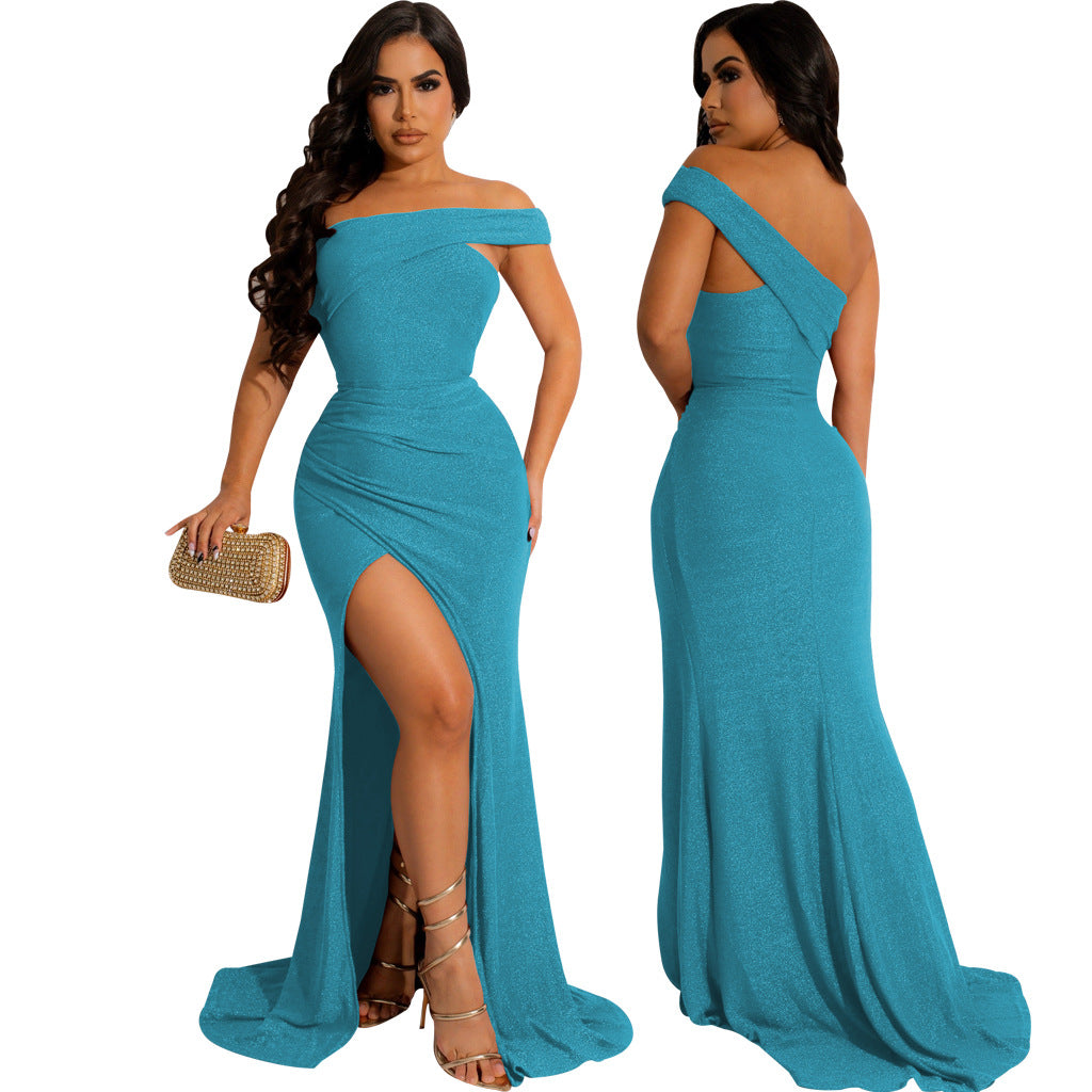 LADIES DRESS WITH SLIT 6 COLOURS (SIZE S - 2XL)