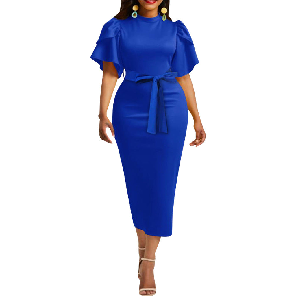 LADIES SHORT SLEEVE DRESS BLUE / PURPLE / BLACK (SIZE S - 2XL)
