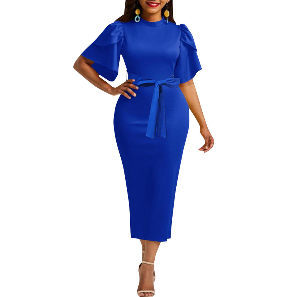 LADIES SHORT SLEEVE DRESS BLUE / PURPLE / BLACK (SIZE S - 2XL)