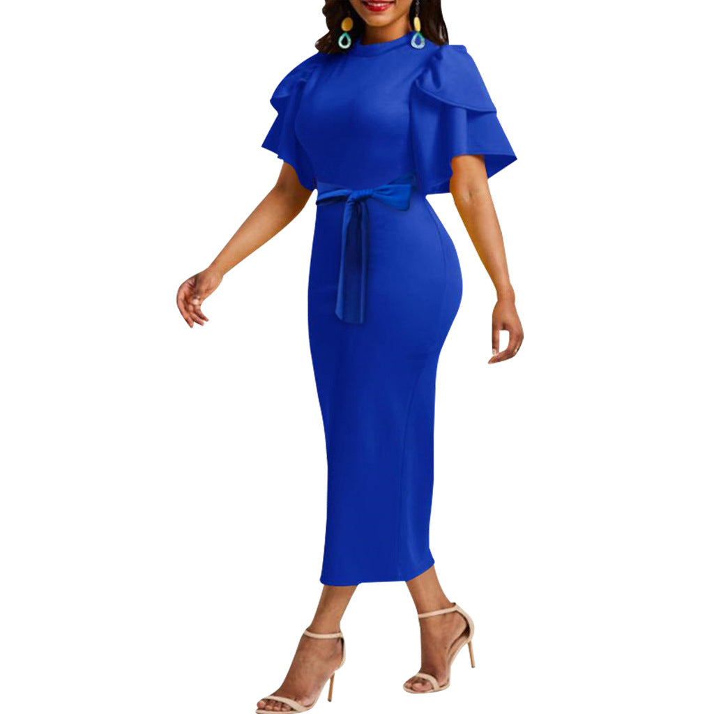 LADIES SHORT SLEEVE DRESS BLUE / PURPLE / BLACK (SIZE S - 2XL)