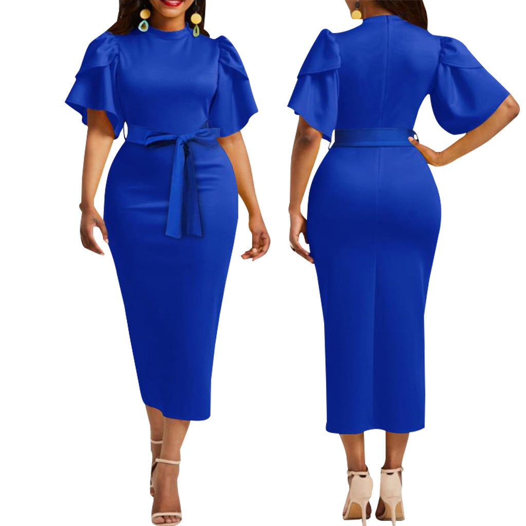 LADIES SHORT SLEEVE DRESS BLUE / PURPLE / BLACK (SIZE S - 2XL)