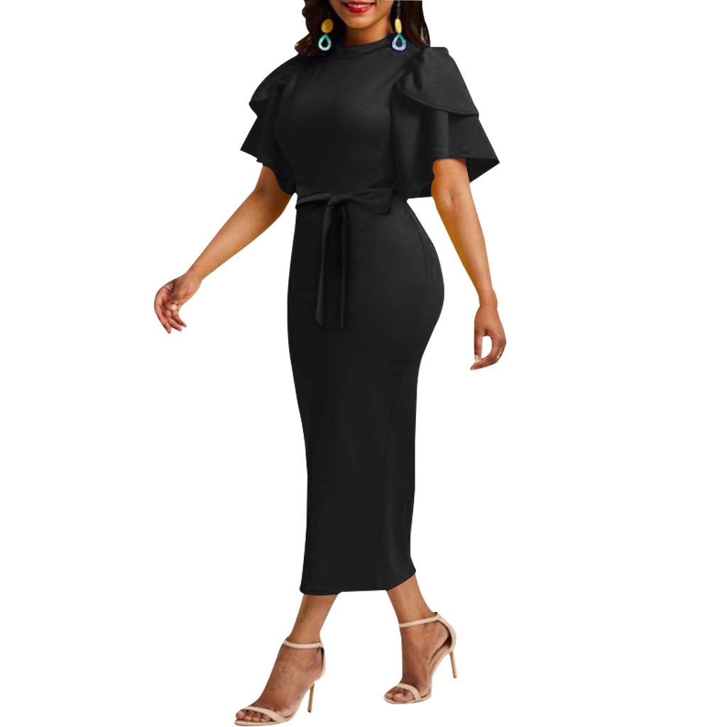 LADIES SHORT SLEEVE DRESS BLUE / PURPLE / BLACK (SIZE S - 2XL)