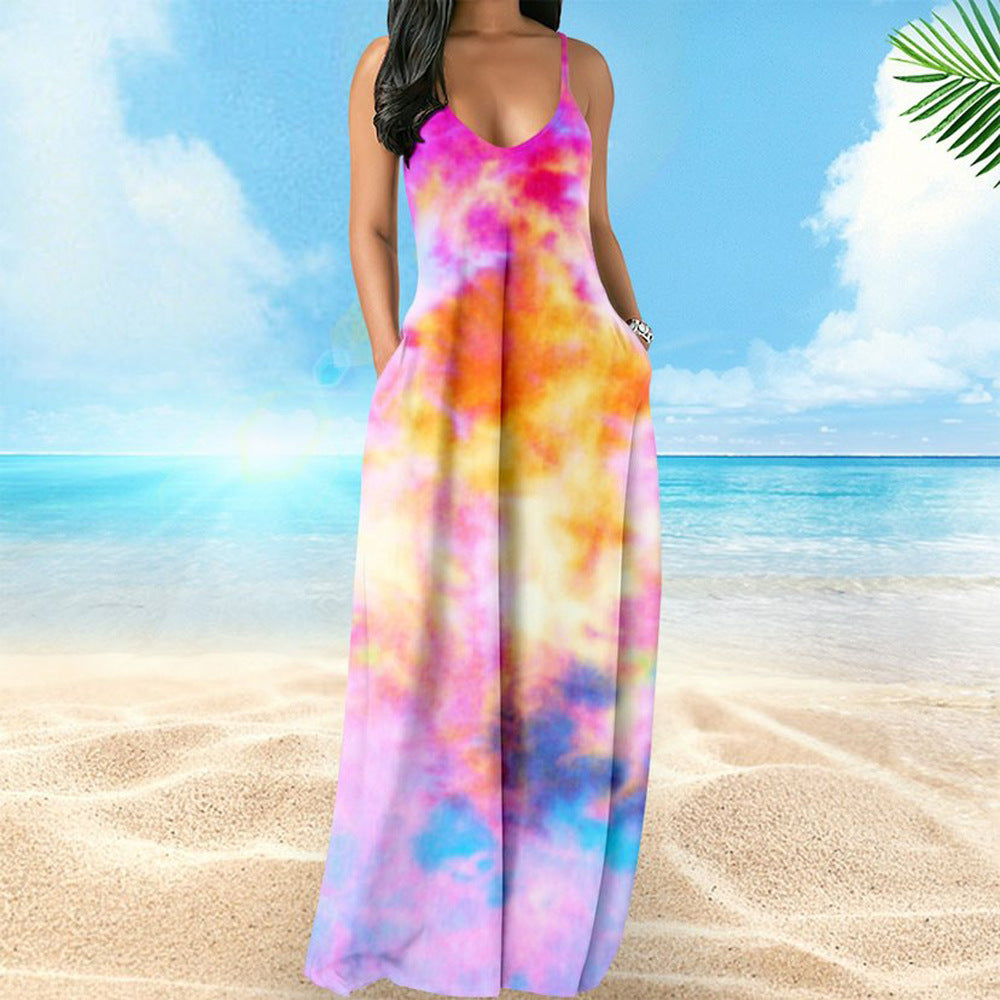 LADIES LONG SUMMER DRESS 12 DIFFERENT COLOURS (SIZE S - 2XL)