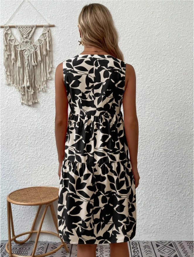 LADIES SLEEVELESS DRESS BLACK / ORANGE / GREEN / BLUE (SIZE S - 2XL)