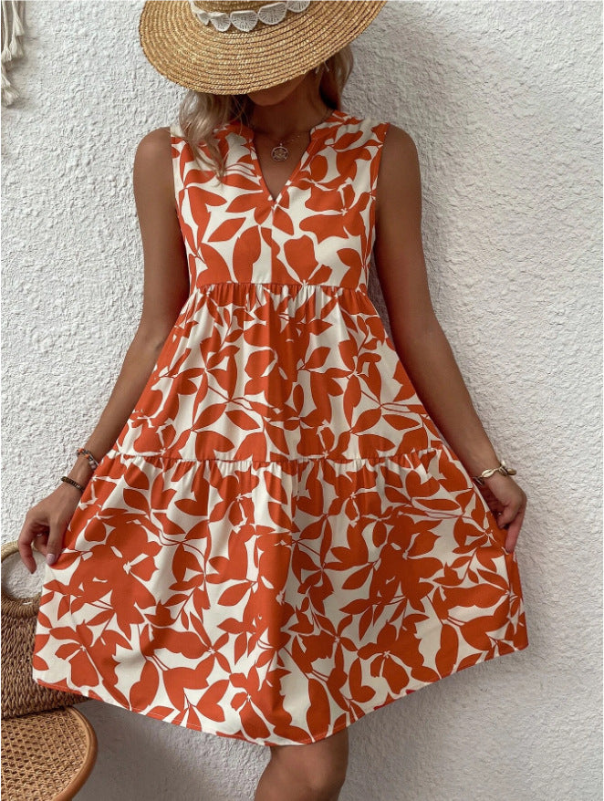 LADIES SLEEVELESS DRESS BLACK / ORANGE / GREEN / BLUE (SIZE S - 2XL)