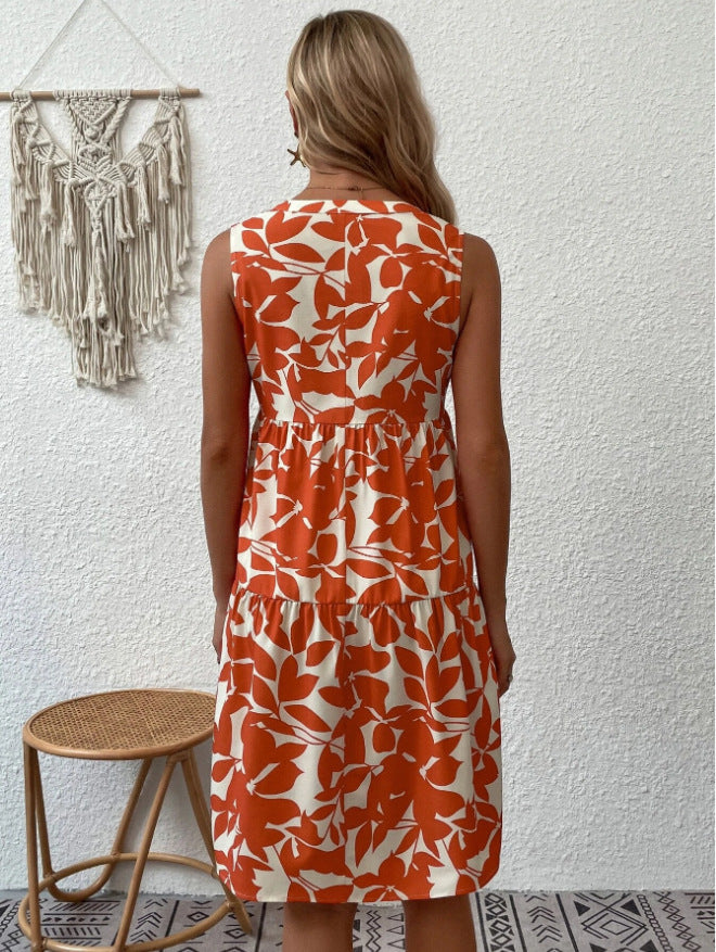 LADIES SLEEVELESS DRESS BLACK / ORANGE / GREEN / BLUE (SIZE S - 2XL)
