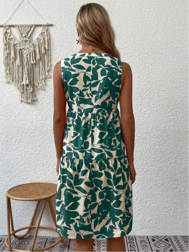 LADIES SLEEVELESS DRESS BLACK / ORANGE / GREEN / BLUE (SIZE S - 2XL)