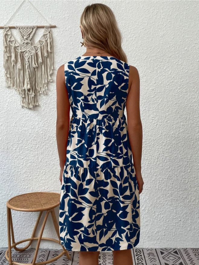 LADIES SLEEVELESS DRESS BLACK / ORANGE / GREEN / BLUE (SIZE S - 2XL)