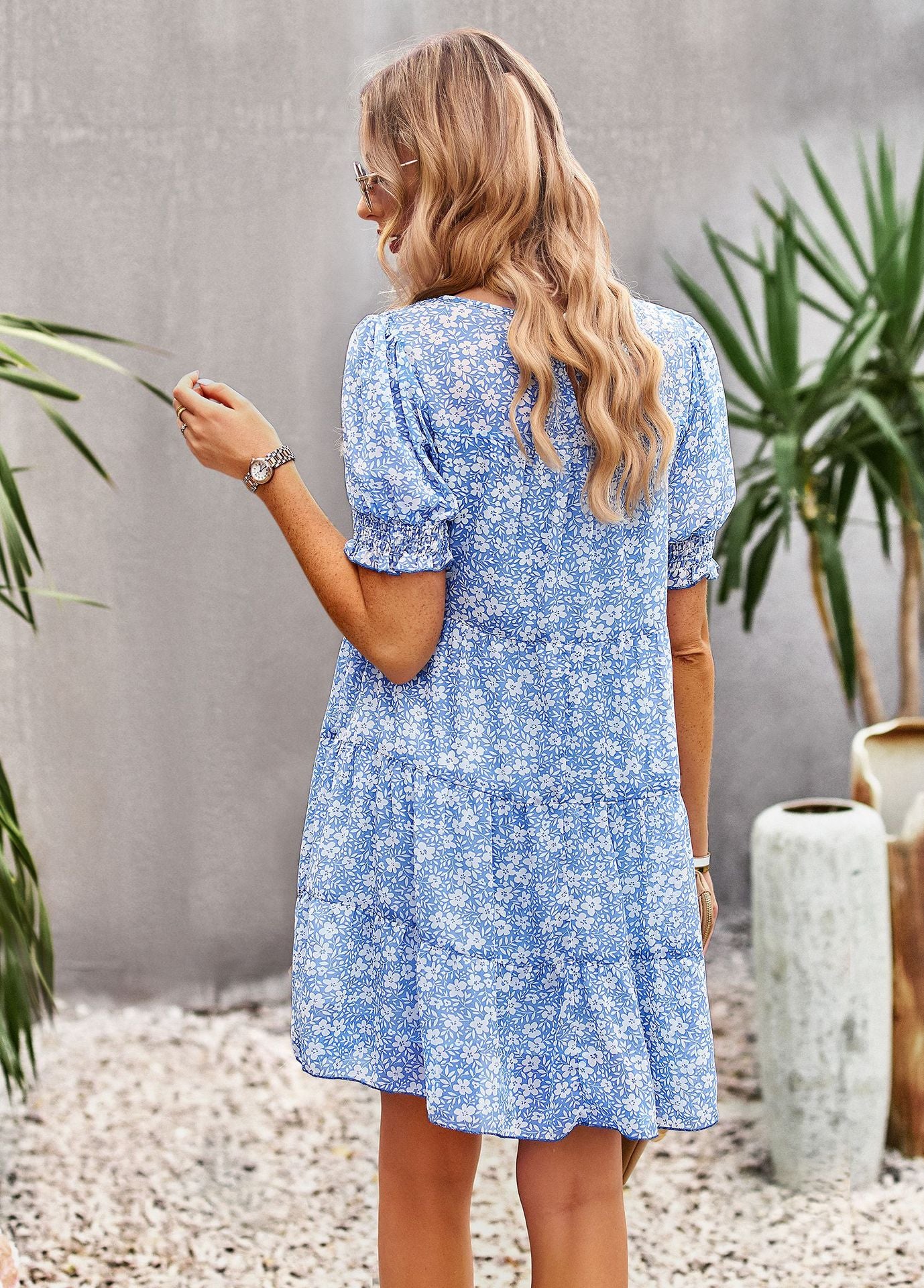 LADIES SHORT SLEEVE DRESS PINK / BLACK / YELLOW / BLUE (SIZE S - XL)