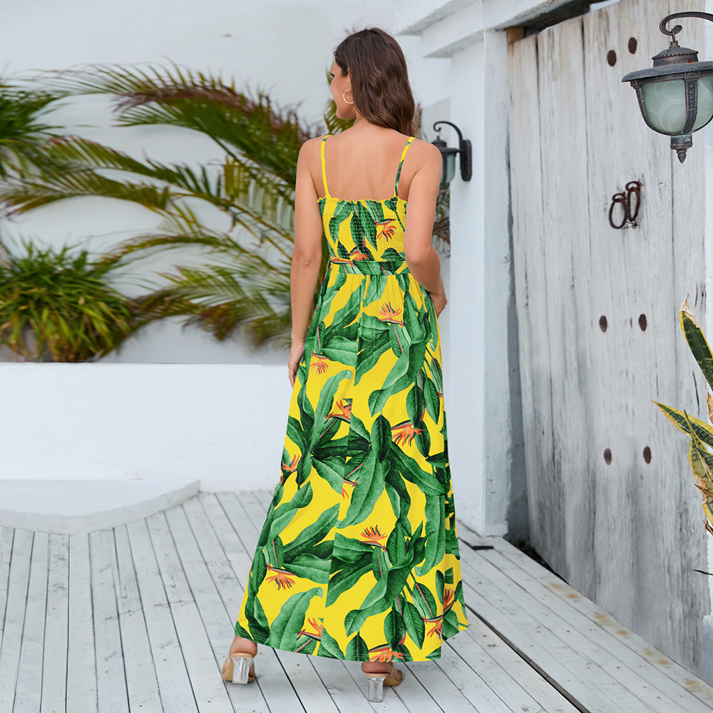 LADIES BACKLESS DRESS APRICOT / YELLOW / BLACK (SIZE S - 2XL)