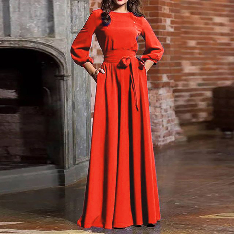 LADIES LONG SLEEVE DRESS YELLOW / RED / BLACK (SIZE S - XL)