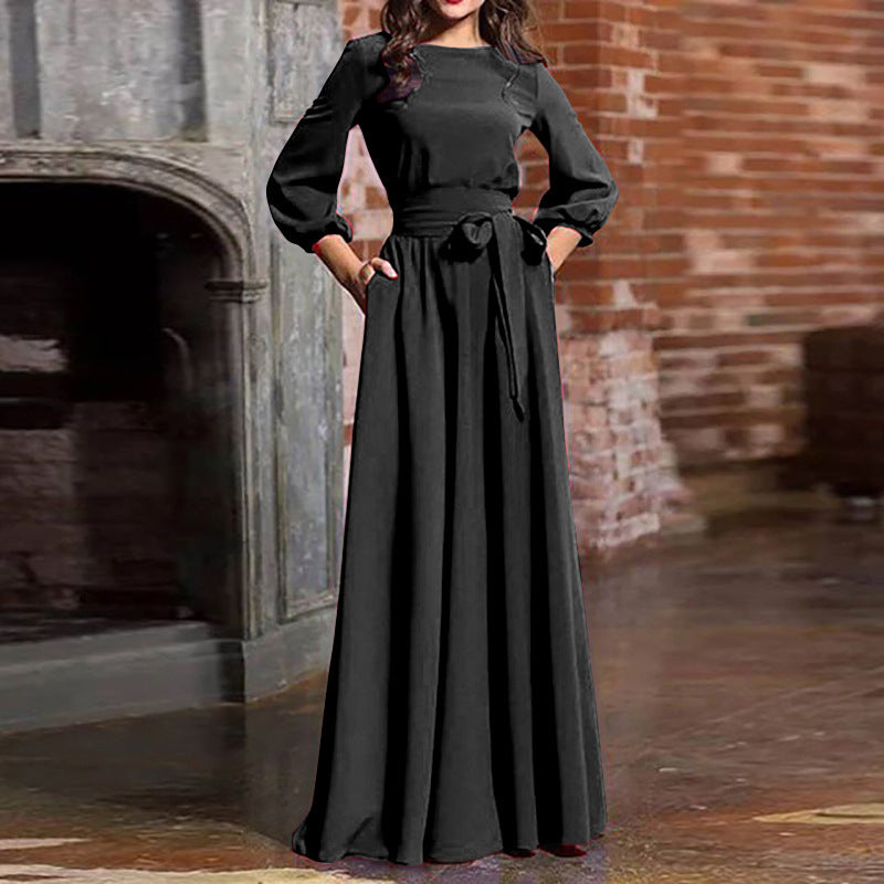 LADIES LONG SLEEVE DRESS YELLOW / RED / BLACK (SIZE S - XL)