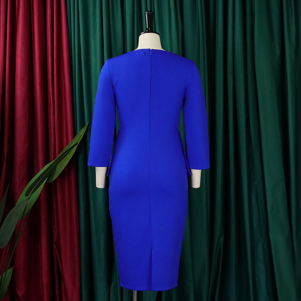 LADIES OFFICE DRESS WINE RED / BLUE / PINK / GREEN (SIZE S - 3XL)