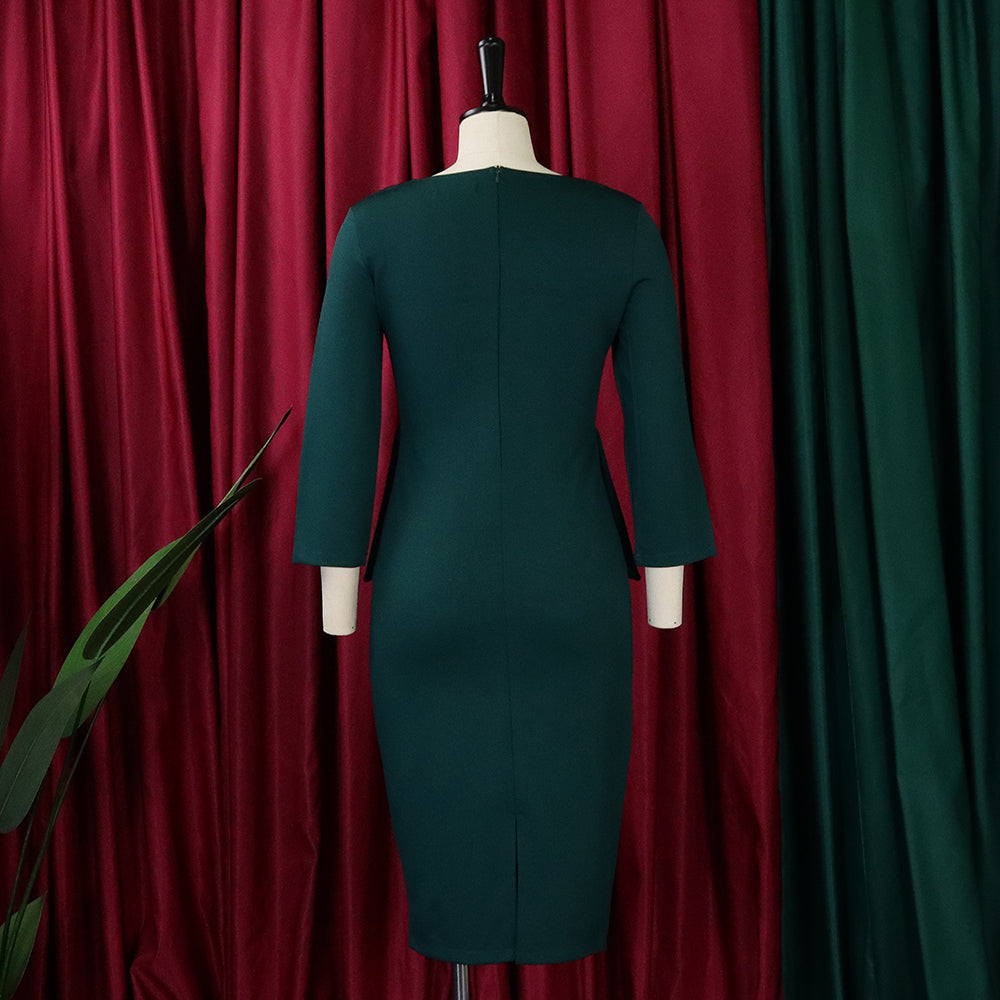 LADIES OFFICE DRESS WINE RED / BLUE / PINK / GREEN (SIZE S - 3XL)