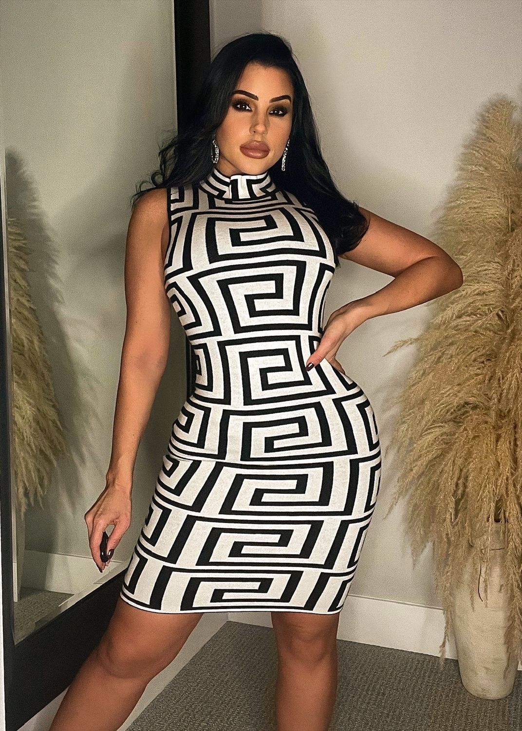 LADIES LONG SLEEVE DRESS (2 PIECE SET) (SIZE S - 2XL)