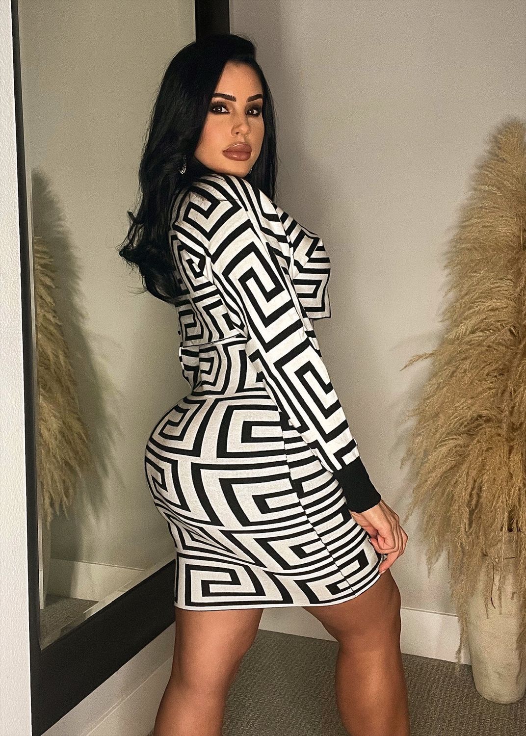 LADIES LONG SLEEVE DRESS (2 PIECE SET) (SIZE S - 2XL)