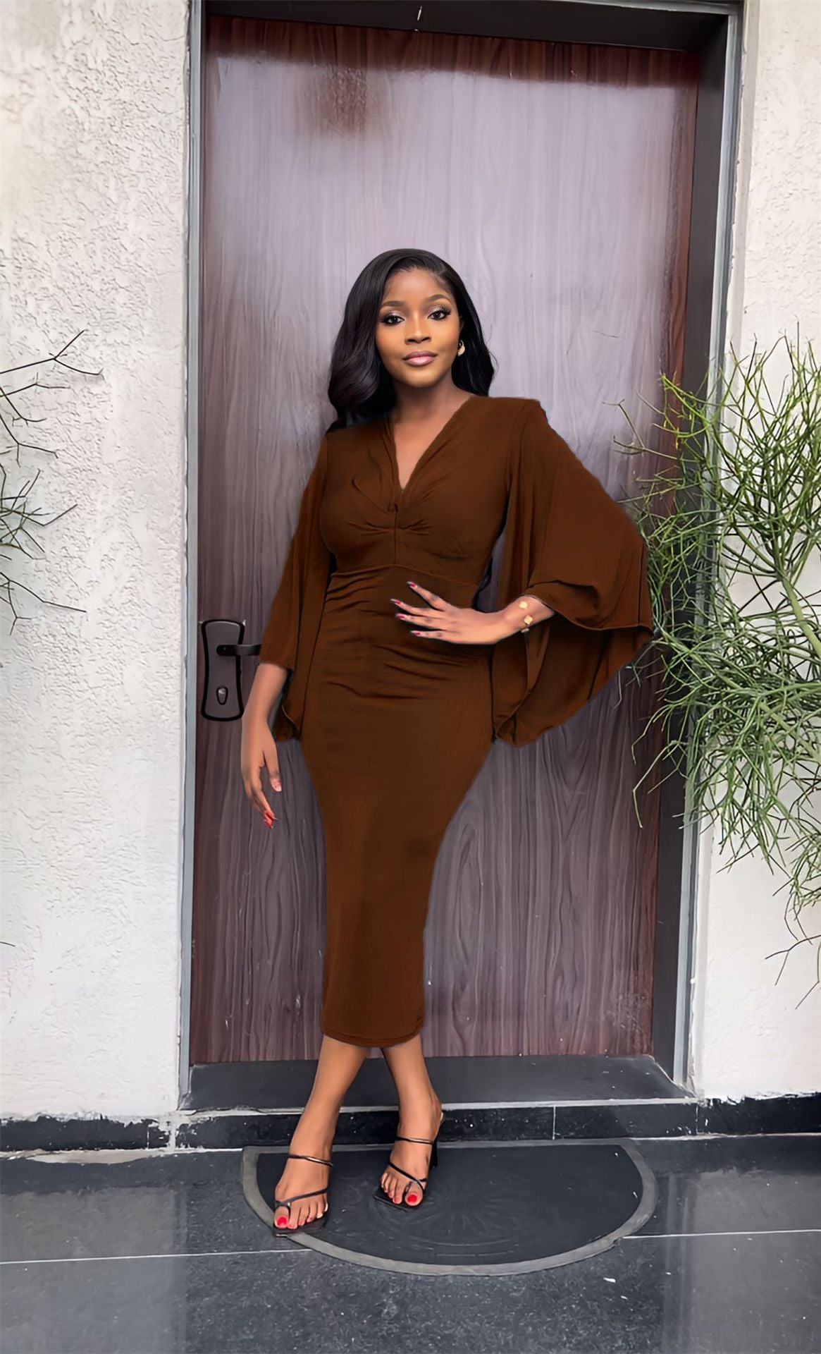 LADIES DRESS BLACK / PURPLE / BROWN / GREEN (SIZE S - XL)