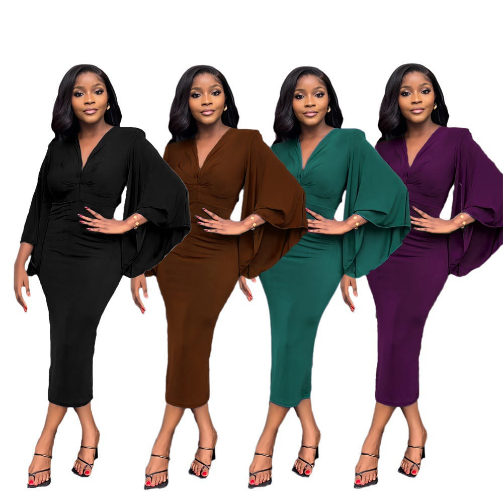 LADIES DRESS BLACK / PURPLE / BROWN / GREEN (SIZE S - XL)