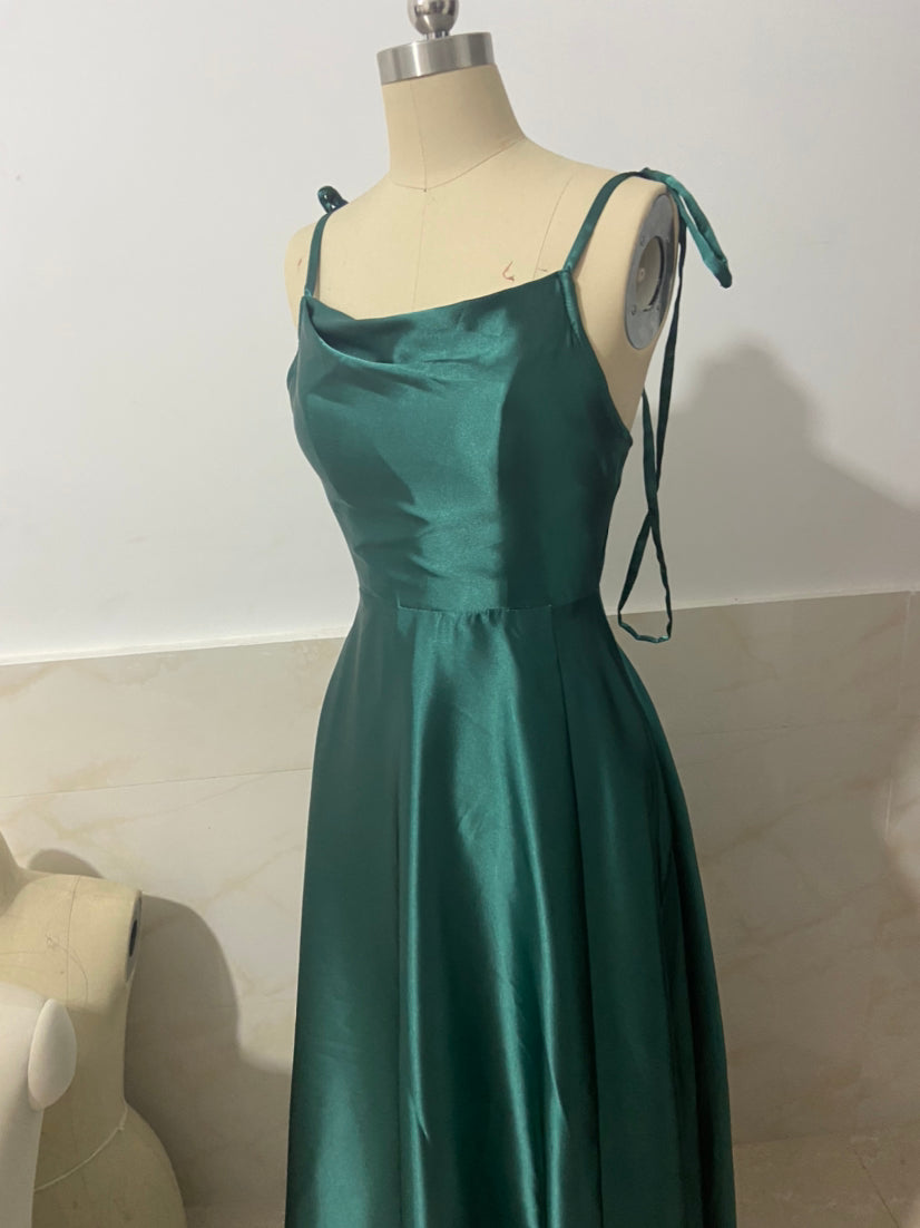 LADIES LONG DRESS GREEN / WINE RED / LIGHT GREEN / COLOUR (SIZE XS - 3XL)