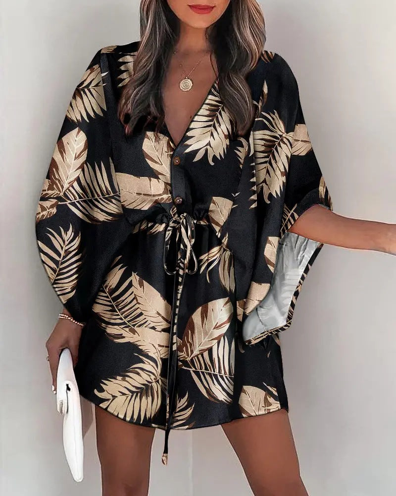 LADIES FLORAL DRESS BLACK (SIZE S - 2XL)