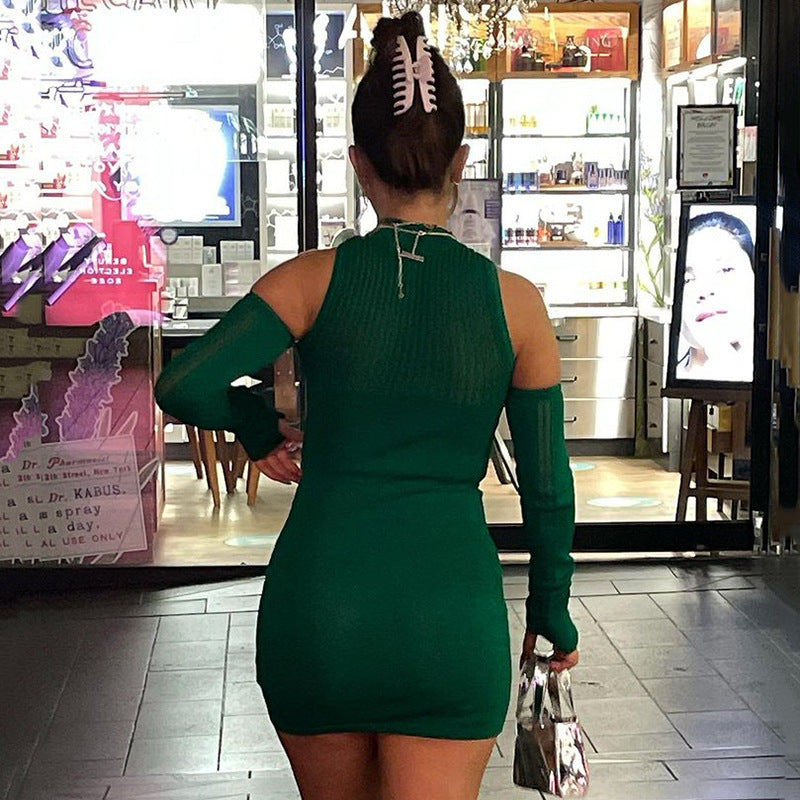 LADIES SEXY DRESS GREEN / BROWN / WHITE (SIZE S - L)