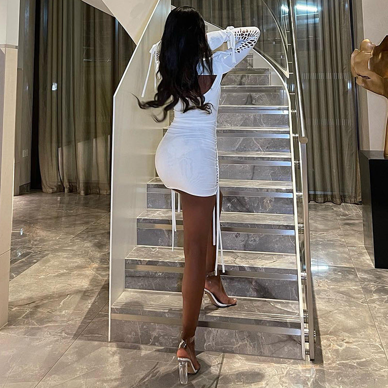 LADIES CUT OUT DRESS WHITE (SIZE S - L)
