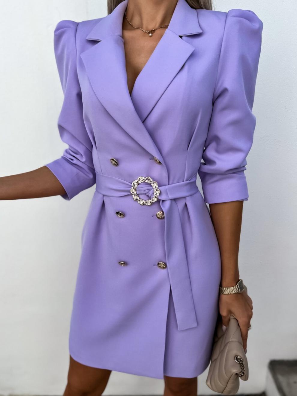 LADIES LONG SLEEVE SUIT DRESS WHITE / PURPLE / KHAKI / DARK PINK / BLACK (SIZE S - 2XL)