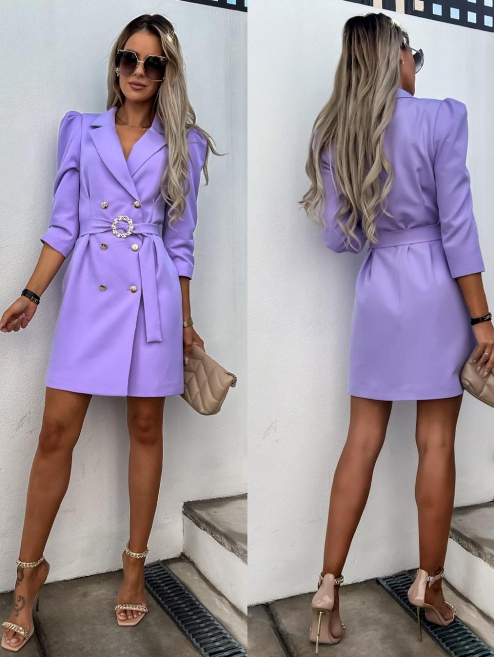 LADIES LONG SLEEVE SUIT DRESS WHITE / PURPLE / KHAKI / DARK PINK / BLACK (SIZE S - 2XL)