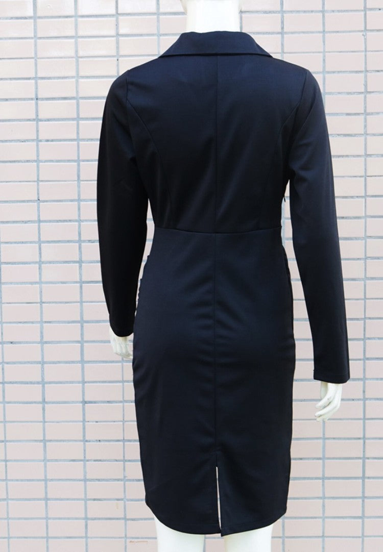 LADIES LONG SLEEVE SUIT DRESS RED / BLACK / TURQUOISE (SIZE S - XL)