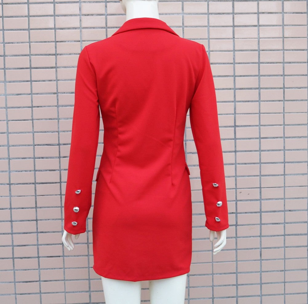 LADIES LONG SLEEVE SUIT DRESS RED (SIZE S - XL)