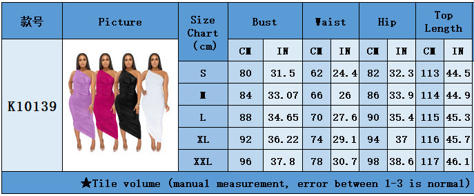 LADIES ONE SHOULDER DRESS WHITE / BLACK / LIGHT PURPLE / DARK PINK (SIZE S - 2XL)