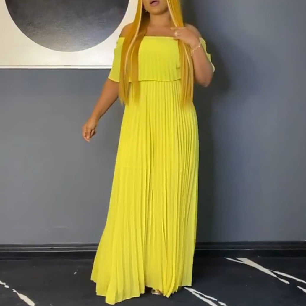 LADIES OFF THE SHOULDER DRESS WHITE / YELLOW / RED / BLUE (SIZE S - 3XL)