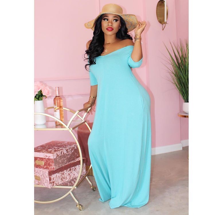 LADIES SHORT SLEEVE DRESS KHAKI / YELLOW / RED / BLACK / LIGHT BLUE / GREEN (SIZE S - 3XL)