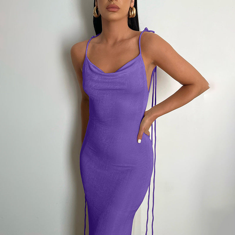 LADIES LOW BACK DRESS 16 DIFFERENT COLOURS (SIZE S - L)