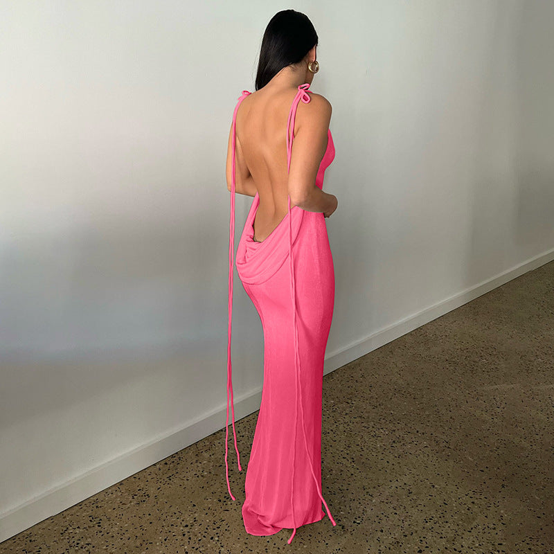 LADIES LOW BACK DRESS 16 DIFFERENT COLOURS (SIZE S - L)