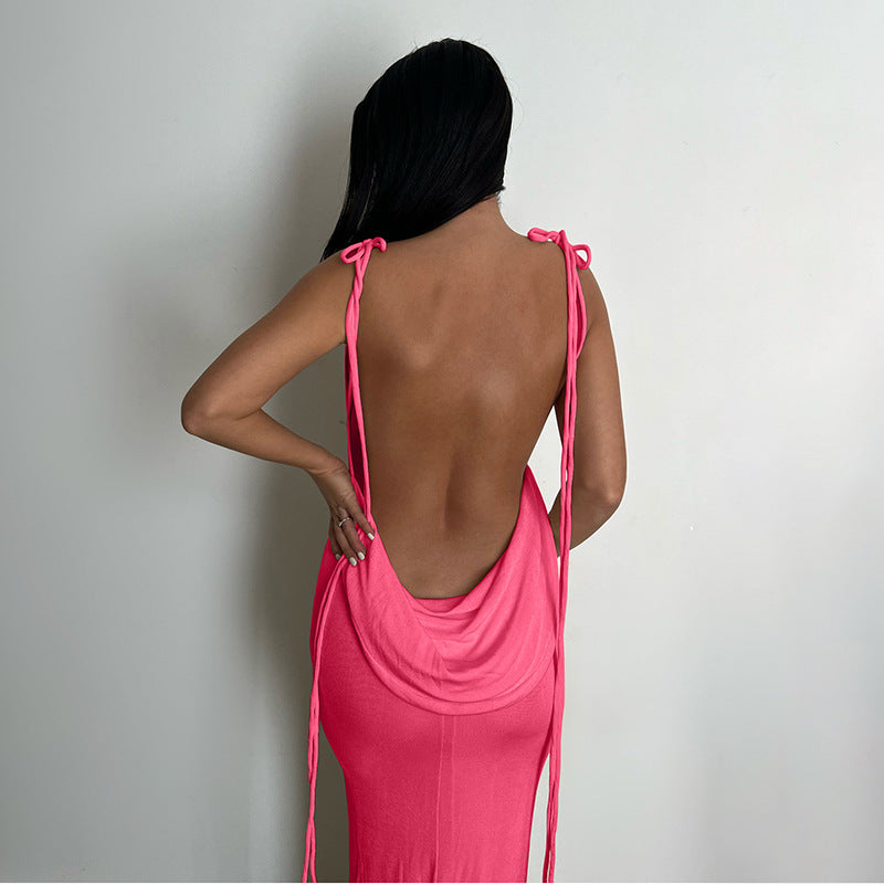 LADIES LOW BACK DRESS 16 DIFFERENT COLOURS (SIZE S - L)